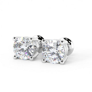 Round Cut Four Prong Diamond Moissanite Stud Earring