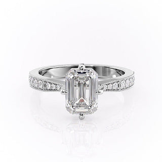 2.10 CT Emerald Solitaire Elegant Moissanite Engagement Ring sparkle view