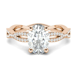 1.33CT Oval Cut Twisted Pave Moissanite Diamond Engagement Ring