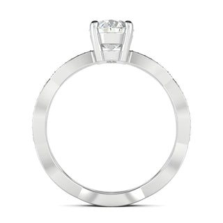 1.33CT Oval Cut Twisted Pave Moissanite Diamond Engagement Ring