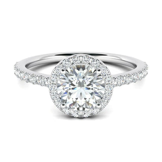 1.0 CT Round Brilliant Cut Halo Moissanite Engagement Ring angle view