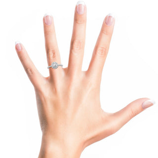 1.0 CT Round Brilliant Cut Halo Moissanite Engagement Ring full view