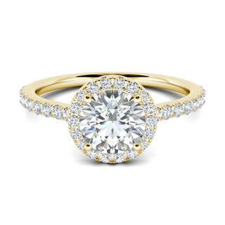 1.0 CT Round Brilliant Cut Halo Moissanite Engagement Ring sparkle view