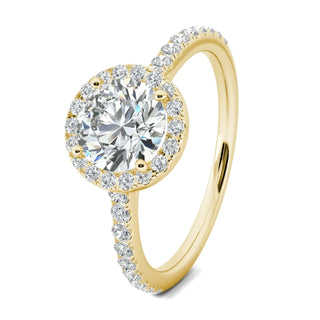 1.0 CT Round Brilliant Cut Halo Moissanite Engagement Ring front view