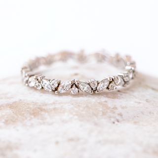 0.95ctw Marquise and Round Cut Half Eternity Wedding Band