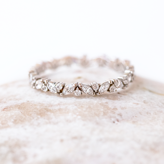 0.95ctw Marquise and Round Cut Half Eternity Wedding Band