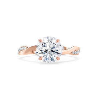 Luminous 0.80ct round solitaire moissanite ring side profile view
