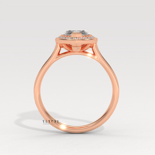 Halo Pave Marquise Cut Moissanite Engagement Ring close-up of the centre stone