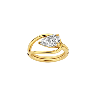 1.90ct Pear East West Diamond Unique Band Engagement Ring