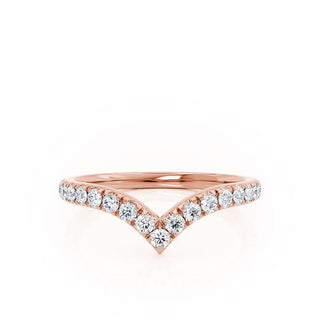 Shimmering 0.21ct round moissanite wedding band side profile view