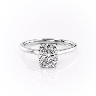 Sparkling 2.0ct cushion hidden halo moissanite ring close up of the setting