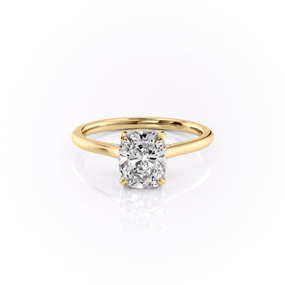 Sparkling 2.0ct cushion hidden halo moissanite ring top view