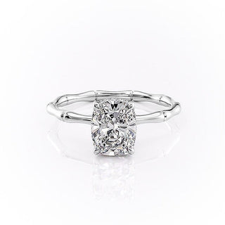 2.0CT Cushion Cut Hidden Halo Solitaire Moissanite Engagement Ring