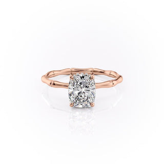 2.0CT Cushion Cut Hidden Halo Solitaire Moissanite Engagement Ring
