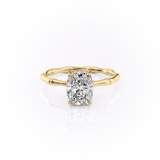 2.0CT Cushion Cut Hidden Halo Solitaire Moissanite Engagement Ring