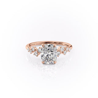 2.0CT Cushion Cut Hidden Halo Cluster Diamond Moissanite Engagement Ring