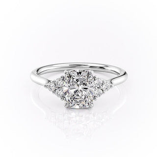 2.0 CT Cushion Cut Cluster Diamond Moissanite Engagement Ring