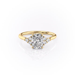 2.0 CT Cushion Cut Cluster Diamond Moissanite Engagement Ring