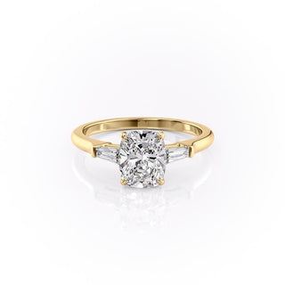 2.0CT Cushion Cut Three Stone Diamond Moissanite Engagement Ring