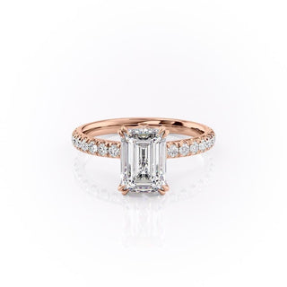 2.10 CT Emerald Solitaire Classic Moissanite Engagement Ring front view