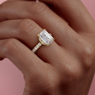 2.10 CT Emerald Solitaire Classic Moissanite Engagement Ring side view