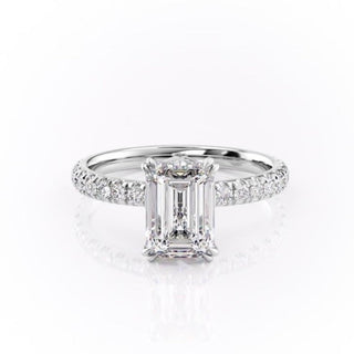 2.10 CT Emerald Solitaire Classic Moissanite Engagement Ring full view