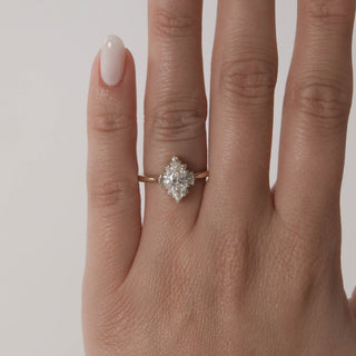 0.75ct Marquise Cluster Unique Diamond Moissanite Engagement Ring