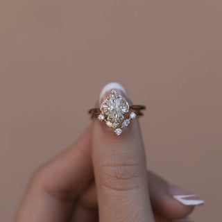 0.75CT Marquise Moissanite Diamond Cluster Wedding Ring Set
