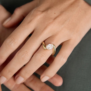 1.50ct Oval Diamond Tension Style Band Unique Engagement Ring