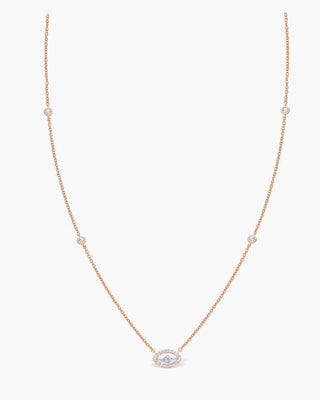 Copy of Round Cut Three Stone Diamond Moissanite Station Necklace (3 Stations)