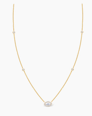 Copy of Round Cut Three Stone Diamond Moissanite Station Necklace (3 Stations)