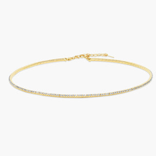 Round Cut Flexible Diamond Moissanite Wire Choker Necklace
