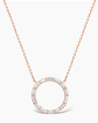 Diamond Moissanite Baguette Circle Necklace (Large) For Women