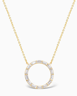 Diamond Moissanite Baguette Circle Necklace (Large) For Women