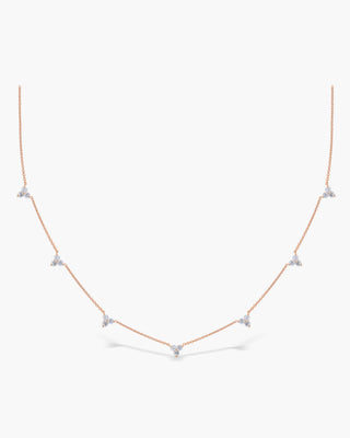Round Cut Three Stone Diamond Moissanite Necklace (7 Stations) For Women