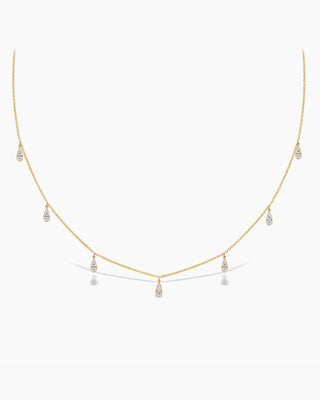 Dangling Diamond Moissanite Rain Drop Necklace For Her