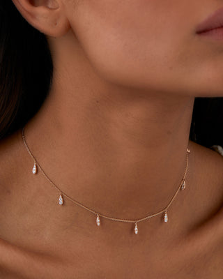 Dangling Diamond Moissanite Rain Drop Necklace For Her