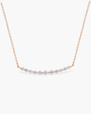 Round Cut Floating Diamond Moissanite Curved Bar Necklace For Women