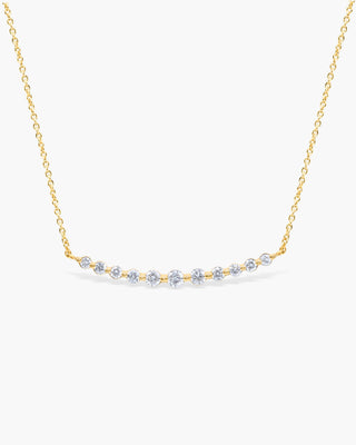 Round Cut Floating Diamond Moissanite Curved Bar Necklace For Women