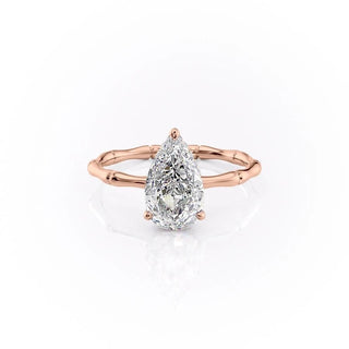 2.0 CT Pear Solitaire Sparkling Moissanite Engagement Ring side view