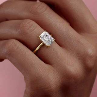 2.0 CT Radiant Cut Hidden Halo Solitaire Moissanite Diamond Engagement Ring
