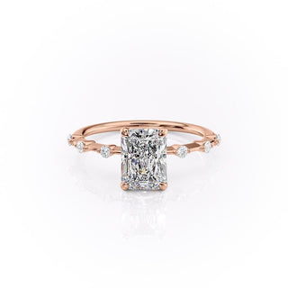 2.10 CT Radiant Solitaire Halo Moissanite Engagement Ring side view
