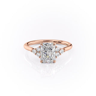 2.0 CT Radiant Brilliant Cluster Moissanite Engagement Ring front view