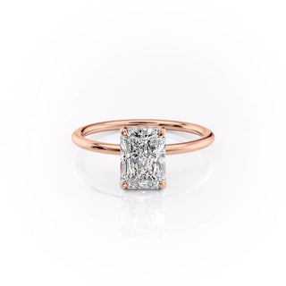 2.0 CT Radiant Cut Hidden Halo Solitaire Moissanite Diamond Engagement Ring