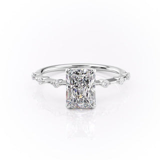 2.10 CT Radiant Cut Solitaire Moissanite Engagement Ring full view