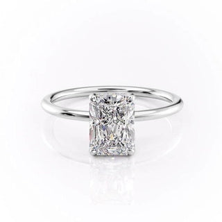 2.0 CT Radiant Cut Hidden Halo Solitaire Moissanite Diamond Engagement Ring