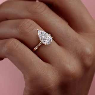 2.0 CT Pear Solitaire Sparkling Moissanite Engagement Ring band view