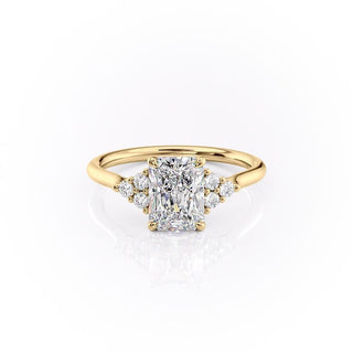 2.0 CT Radiant Brilliant Cluster Moissanite Engagement Ring full view