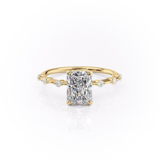 2.10 CT Radiant Solitaire Halo Moissanite Engagement Ring front view