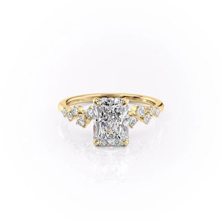 2.0 CT Radiant Cut Cluster Halo Moissanite Engagement Ring sparkle view